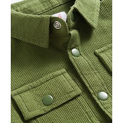 Babyhug Cotton Woven  Full Sleeve  Solid Shirt with Patch- Green