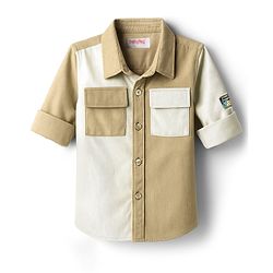 Babyhug Cotton Woven Full Sleeves Solid Corduroy Cut & Sew Shirt - Multicolor