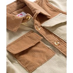 Babyhug Cotton Woven Full Sleeves Solid Corduroy Cut & Sew Shirt - Multicolor