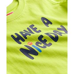 Babyhug Cotton Knit Full Sleeves Night Suit With Text Print - Green
