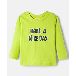 Babyhug Cotton Knit Full Sleeves Night Suit With Text Print - Green