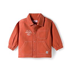 Babyhug Cotton Woven Full Sleeve  Solid Shirt with Text Print - Brown