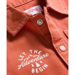 Babyhug Cotton Woven Full Sleeve  Solid Shirt with Text Print - Brown