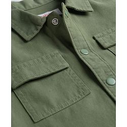 Babyhug Cotton Woven  Full Sleeve Solid Shirt with Patch- Green