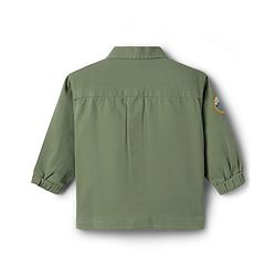 Babyhug Cotton Woven  Full Sleeve Solid Shirt with Patch- Green