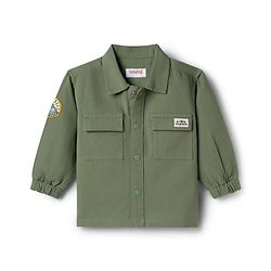 Babyhug Cotton Woven  Full Sleeve Solid Shirt with Patch- Green