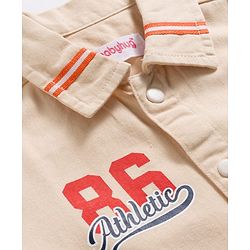 Babyhug Cotton Woven Full Sleeves Oversized Shirt with Numerical Print - Off White