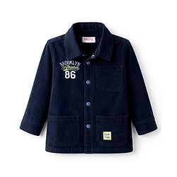 Babyhug Cotton Woven Full Sleeves Solid Corduroy Shirt - Navy Blue