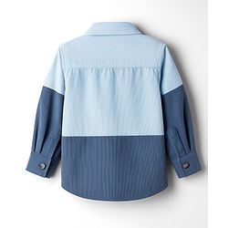 Babyhug Cotton Woven Full Sleeves Shirt With Cut & Sew Solid Corduroy Shirt Design - Blue