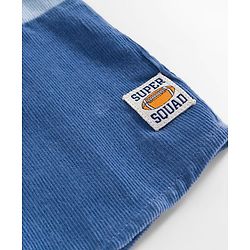 Babyhug Cotton Woven Full Sleeves Shirt With Cut & Sew Solid Corduroy Shirt Design - Blue