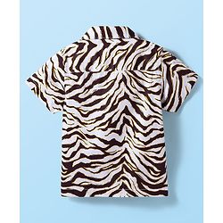 Babyhug Cotton Woven Half Sleeve Resort Collar Zebra Printed Shirt- Multicolour