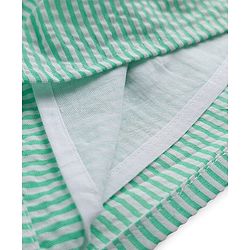 Babyhug Cotton Woven Half Sleeves Peter Pan Collar Frock with Strawberry Embroidery - Sea Green