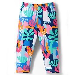 Babyhug Cotton Lycra Knit Full Length Plant & Polka Dot Printed Leggings Pack of 3 - Orange Pink & Navy Blue