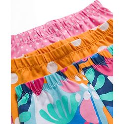 Babyhug Cotton Lycra Knit Full Length Plant & Polka Dot Printed Leggings Pack of 3 - Orange Pink & Navy Blue