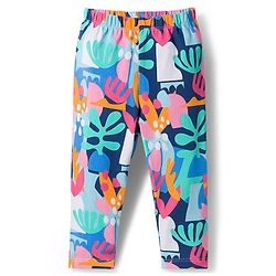 Babyhug Cotton Lycra Knit Full Length Plant & Polka Dot Printed Leggings Pack of 3 - Orange Pink & Navy Blue