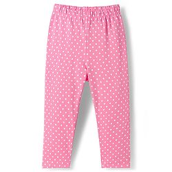 Babyhug Cotton Lycra Knit Full Length Plant & Polka Dot Printed Leggings Pack of 3 - Orange Pink & Navy Blue