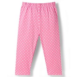 Babyhug Cotton Lycra Knit Full Length Plant & Polka Dot Printed Leggings Pack of 3 - Orange Pink & Navy Blue