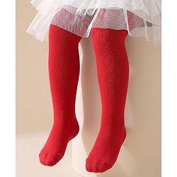 Cute Walk by Babyhug Cotton Knit Full Length Antibacterial Wash Tights - Red