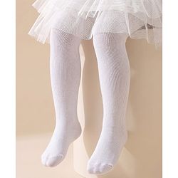 Cute Walk by Babyhug Antibacterial Footed Solid Wash Tights - White