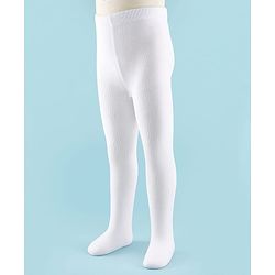 Cute Walk by Babyhug Antibacterial Footed Solid Wash Tights - White