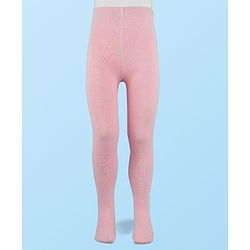 Cute Walk by Babyhug Cotton Knit Antibacterial Wash Solid Tights - Pink