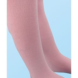 Cute Walk by Babyhug Cotton Knit Antibacterial Wash Solid Tights - Pink