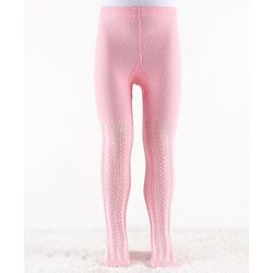 Cute Walk by Babyhug Cotton Knit Full Length Antibacterial Wash Tights With Cable Knit Design - Pink