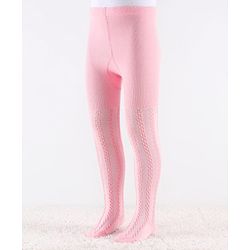 Cute Walk by Babyhug Cotton Knit Full Length Antibacterial Wash Tights With Cable Knit Design - Pink