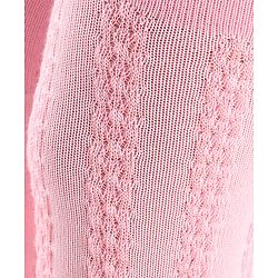 Cute Walk by Babyhug Cotton Knit Full Length Antibacterial Wash Tights With Cable Knit Design - Pink