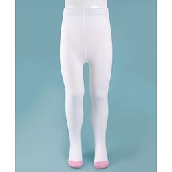 Cute Walk by Babyhug Cotton Knit Full Length Antibacterial Wash Tights - White