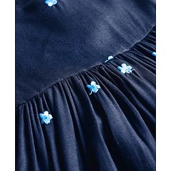 Babyhug Cotton Woven Frill Sleeves Frock With Floral Embroidery - Navy Blue