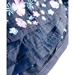 Babyhug Cotton Woven Frill Sleeves Frock With Floral Embroidery - Navy Blue