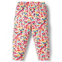Babyhug Cotton Lycra Knit Full Length Leggings With Floral & Polka Dot Print Pack of 3 - Multicolor