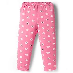 Babyhug Cotton Lycra Knit Full Length Leggings With Floral & Polka Dot Print Pack of 3 - Multicolor