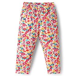 Babyhug Cotton Lycra Knit Full Length Leggings With Floral & Polka Dot Print Pack of 3 - Multicolor