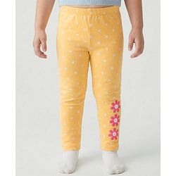Babyhug Cotton Lycra Knit Full Length Leggings With Floral & Polka Dot Print Pack of 3 - Multicolor