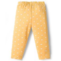 Babyhug Cotton Lycra Knit Full Length Leggings With Floral & Polka Dot Print Pack of 3 - Multicolor