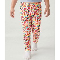 Babyhug Cotton Lycra Knit Full Length Leggings With Floral & Polka Dot Print Pack of 3 - Multicolor