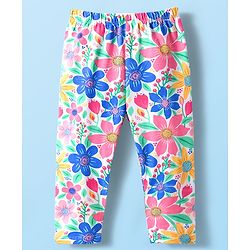 Babyhug Cotton Lycra Knit Full Length Floral & Polka Dots Printed Leggings Pack Of 3 - Multicolour