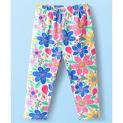 Babyhug Cotton Lycra Knit Full Length Floral & Polka Dots Printed Leggings Pack Of 3 - Multicolour