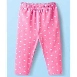 Babyhug Cotton Lycra Knit Full Length Floral & Polka Dots Printed Leggings Pack Of 3 - Multicolour