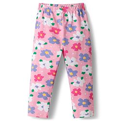 Babyhug Cotton Lycra Knit Full Length Leggings with Heart Polka Dots & Floral Print Pack of 3 - Multicolor