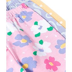 Babyhug Cotton Lycra Knit Full Length Leggings with Heart Polka Dots & Floral Print Pack of 3 - Multicolor