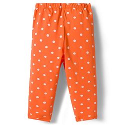Babyhug Cotton Lycra Knit Full Length Leggings With Polka Dot Print Pack Of 3 - Navy Blue & Orange