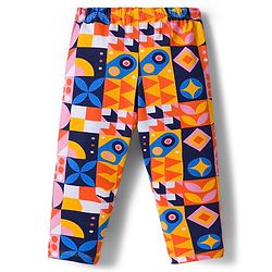 Babyhug Cotton Lycra Knit Full Length Leggings With Polka Dot Print Pack Of 3 - Navy Blue & Orange