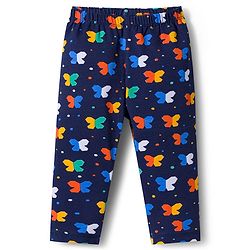 Babyhug Cotton Lycra Knit Full Length Leggings With Polka Dot Print Pack Of 3 - Navy Blue & Orange