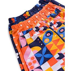 Babyhug Cotton Lycra Knit Full Length Leggings With Polka Dot Print Pack Of 3 - Navy Blue & Orange