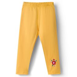 Babyhug Cotton Knit Full Length Leggings  with Floral Print Pack of 3 - Navy Blue Yellow & Red