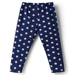 Babyhug Cotton Knit Full Length Leggings  with Floral Print Pack of 3 - Navy Blue Yellow & Red