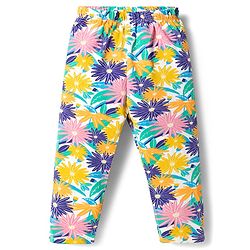 Babyhug Cotton Lycra Knit Full Length Leggings with Floral Print Pack of 3 - Multicolor